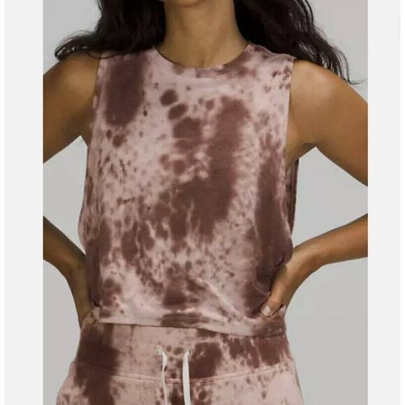 Lululemon Cut Back Marble Dye Crop Tank Top - Size 10 - Picture 1 of 10
